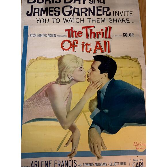 Vintage 1963 The Thrill of it All Movie Poster Doris Day James Garner Universal - Picture 6 of 13